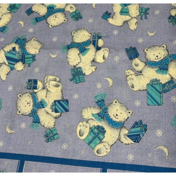 Polar Bear Cotton Fabric Cranton Holiday Print 1/2 yard x 44" Blue Snowflakes - Picture 6 of 11